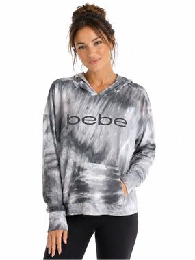 bebe Gray Marble Tie-Dye Pullover Hoodie Size 1X